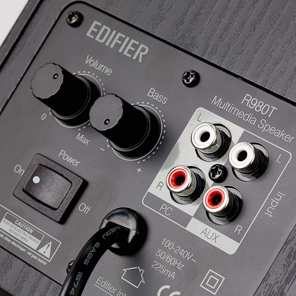 Edifier R980T 4인치 액티브 책장 스피커 - 2.0 컴퓨터 전동 스튜디오 모니터(페어) - 상세 이미지 3