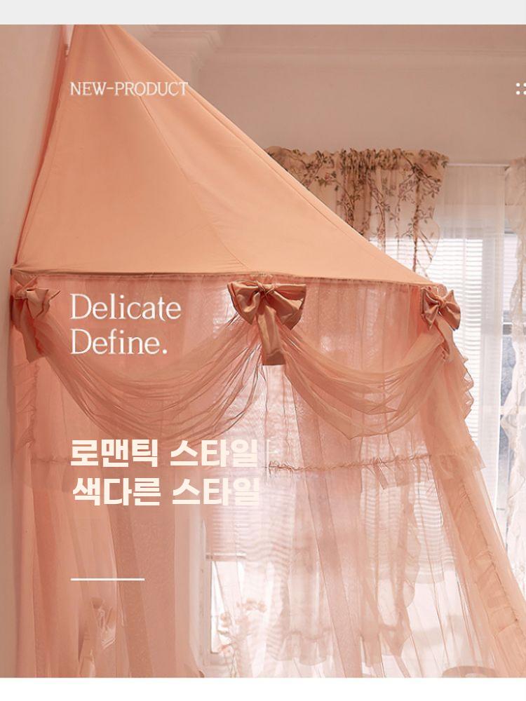 공주풍 원형 돔 모기장 싱글 침대용 커튼 캐노피 천막 - 상세 이미지 4
