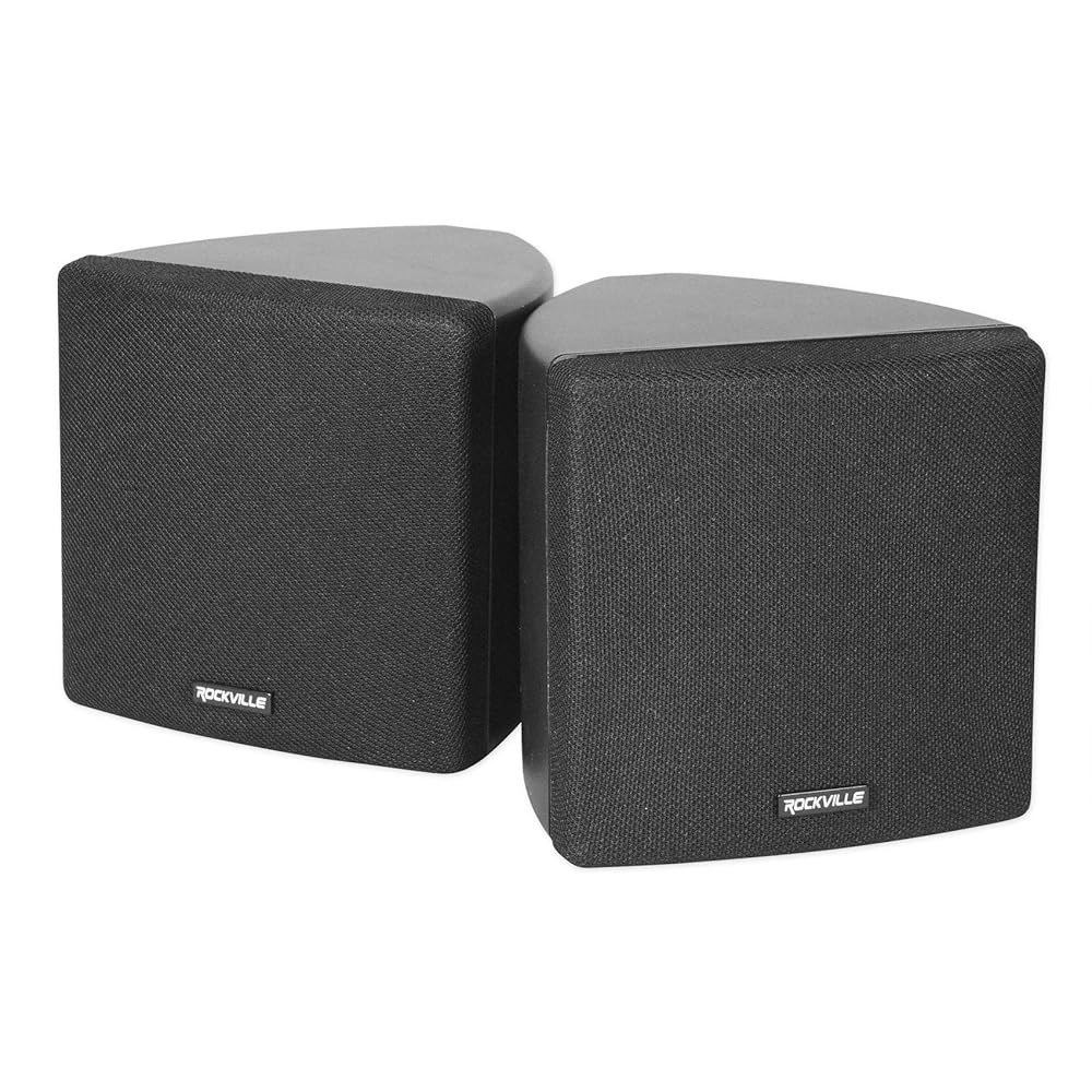 록빌 페어 큐브 블랙 30W RMS 3.5인치 홈 시어터 월 스피커, 8옴, 360도 회전 브래킷, 트루 양방향 오디오, 컴팩트한 디자인, 및 서라운드 사운드용 Black - 상품 이미지