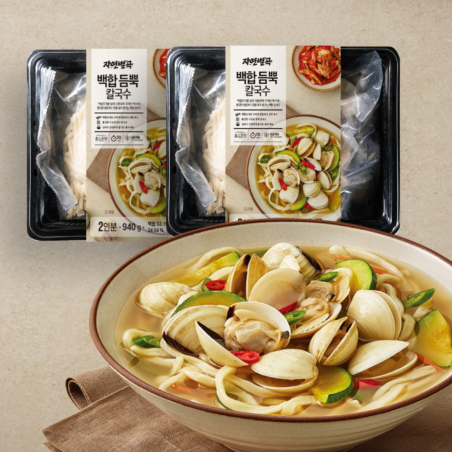 자연별곡 백합 듬뿍 칼국수 940g 1팩+1팩 (총2팩) 라면 밀키트 - 상품 이미지