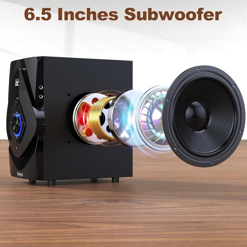 밥토 서라운드 사운드 시스템 무선 후방 위성 스피커 - HDMI ARC 광학 블루투스 입력이 있는 800W 6.5인치 서브우퍼 5.1/2.1 채널 홈 시어터 - 상세 이미지 3