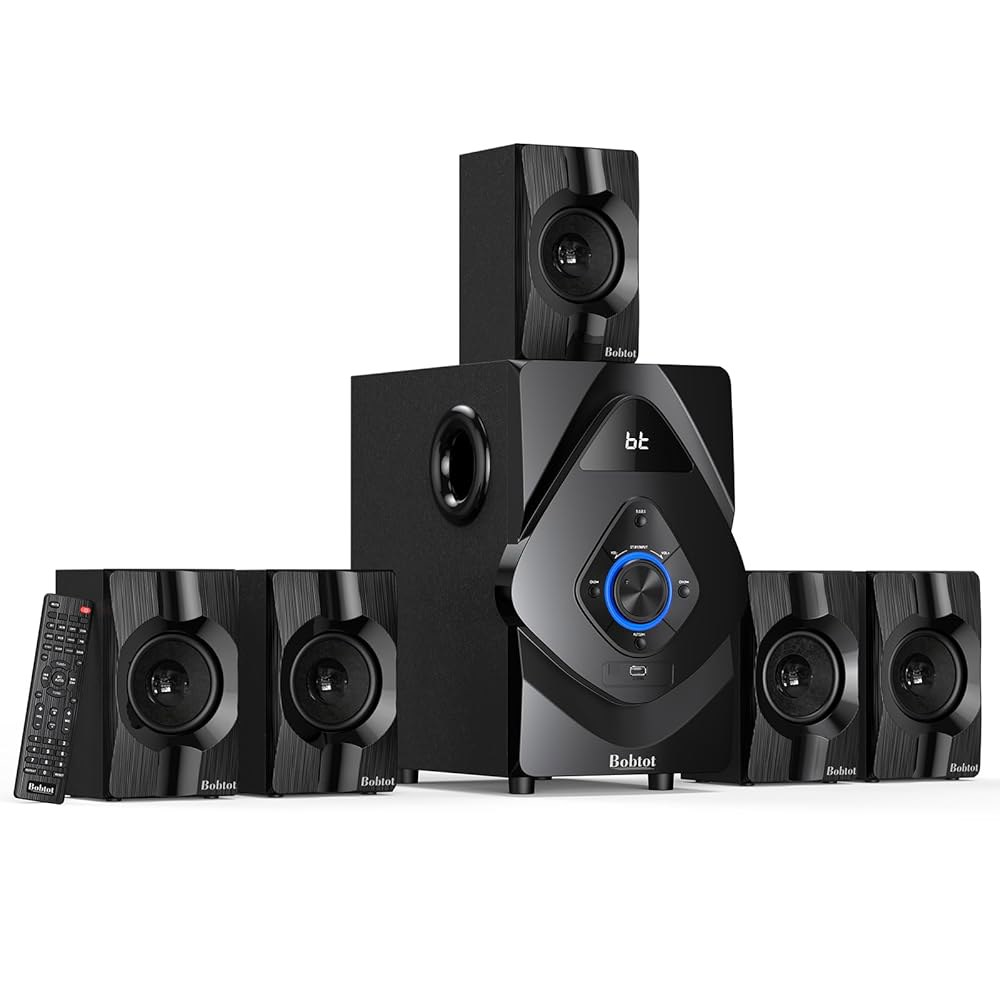 밥토 홈 시어터 시스템 무선 후면 위성 스피커 800W 6.5인치 서브우퍼 5.1/2.1 HDMI ARC 광학 블루투스 입력이 있는 채널 서라운드 사운드 - 상품 이미지