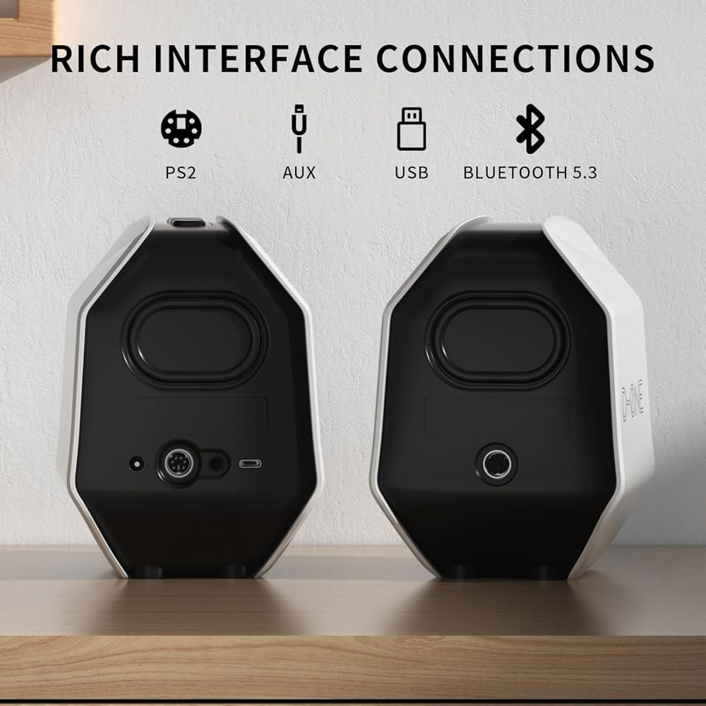 데스크톱 PC용 IBAL-BOX 컴퓨터 스피커, u2013 USB-C용 게이밍 PC 블루투스 5.3, 3.5mm AUX, AC 전원 외장 오디오 및 풍부한 스테레오 베이스, 노트북 - 상세 이미지 3