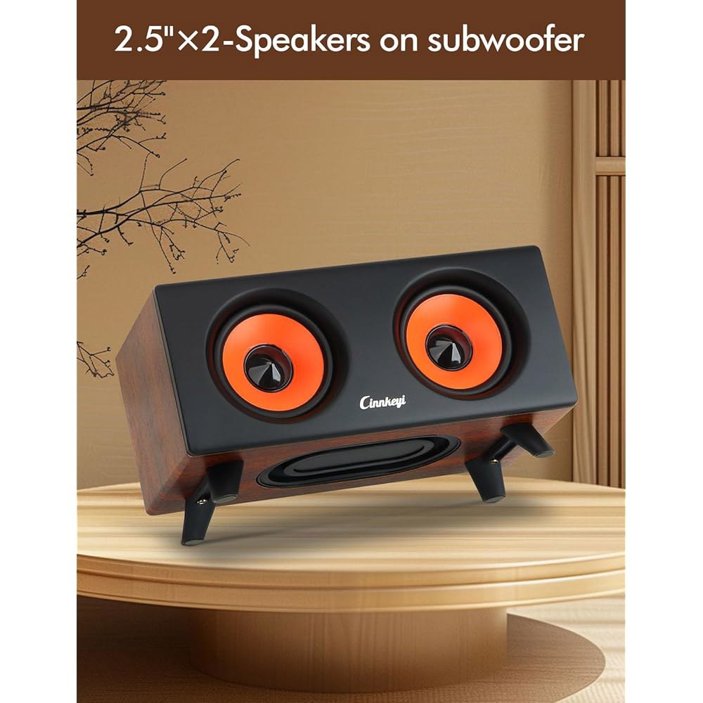 Cinnkeyi 2026 서브우퍼가 장착된 USB 2.1 컴퓨터 스피커 업데이트, 3.5mm/USB 입력 PC 스피커, /라인인 /블루투스 모드, 데스크톱 및 노트북에 이상적인 - 상세 이미지 2