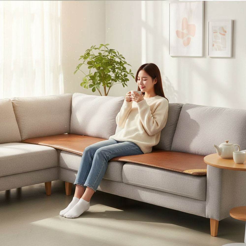 3H 한일온열기 그래핀 탄소 카본 방수원단 전기방석 쇼파 온열 캠핑 차박-브라운 4인용 55x180 - 상품 이미지