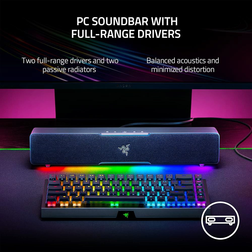 풀레인지 드라이버가 장착된 리바이어던 V2 X PC 사운드바 - 컴팩트 디자인 크로마 RGB USB 타입 C 전원 및 오디오 제공 블루투스 5.0 PC, 노트북, 스마트폰, 태블릿 - 상세 이미지 2