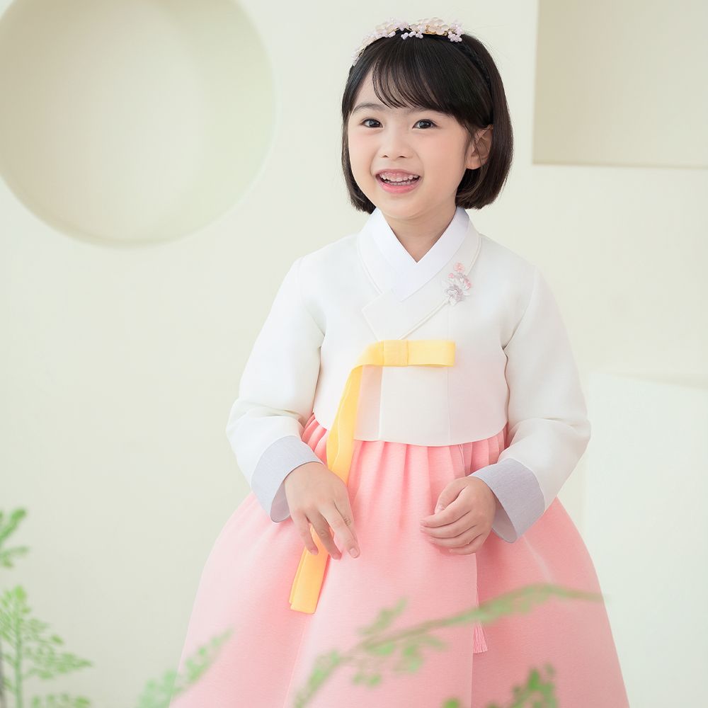 한예빔 HB70002 분홍아리 여아 아동 한복 드레스 어린이집 설날 추석빔 화이트 저고리 - 상세 이미지 5