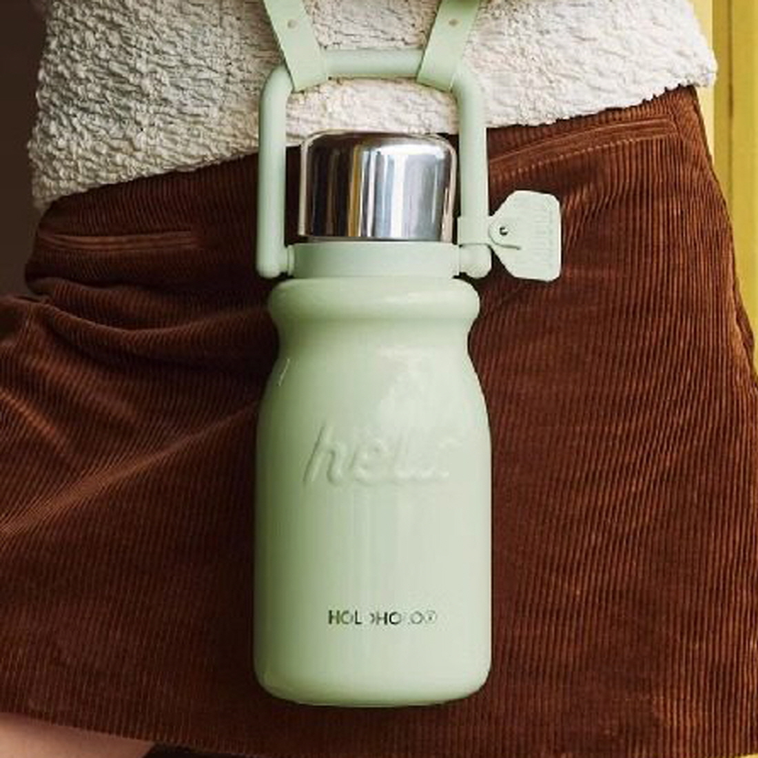홀로홀로텀블러 원터치 빨대 보온보냉 완전밀폐 차량용 캠핑 운동 텀블러 900ml, 그린 - 메인 이미지