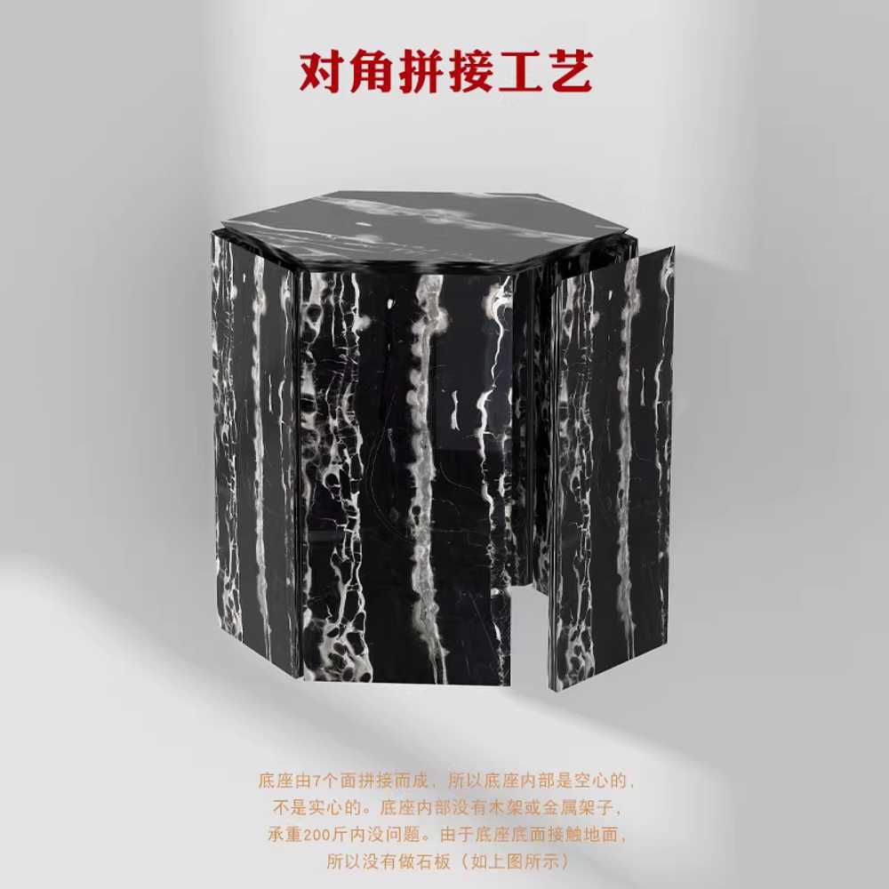 전시다이 육각형 스튜디오 진열대 전시대 마블 기둥 45x20cm 블랙 약 14kg - 상세 이미지 2