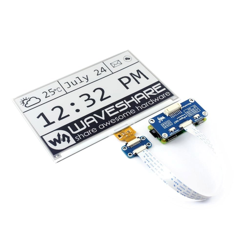 7.5인치 전자 종이 디스플레이 HAT 모듈 640x384 라즈베리 파이 2B 3B+ 4B 제로 W / 아두이노 STM32 젯슨 나노용 내장 컨트롤러 포함 E-ink 화면 - 상품 이미지