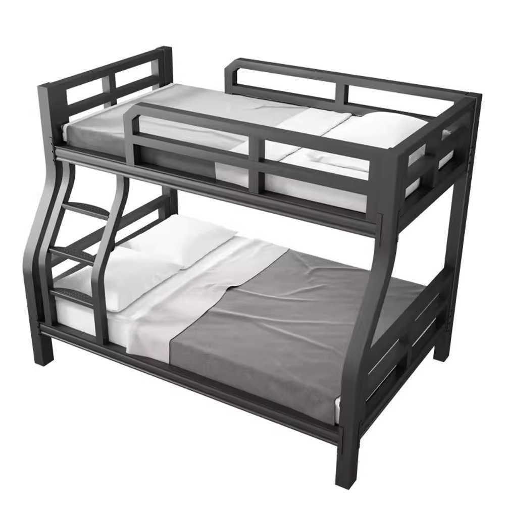 기숙사침대 철제2층 쌍둥이 숙소용 싱글 퀸이층베드 A형 0.9x1.9m+1.2x1.9m(블랙) - 상세 이미지 2
