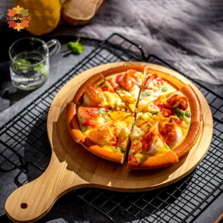 피자트레이 대나무 손잡이 원형 피자쟁반 삽 도구 홈베킹 나무쟁반 카페 단풍마켓