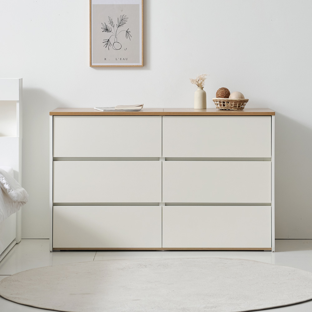 뉴 로안 옷 서랍장 드레스룸 모듈 안방 수납장 1200x500x758mm, 3단, 아이보리 - 상품 이미지