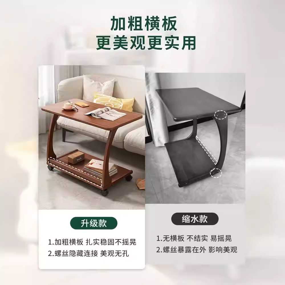 바퀴달린 테이블 이동식 트레이 간이 쇼파 책상 원목 40x65cm 원목+화이트 - 상세 이미지 5