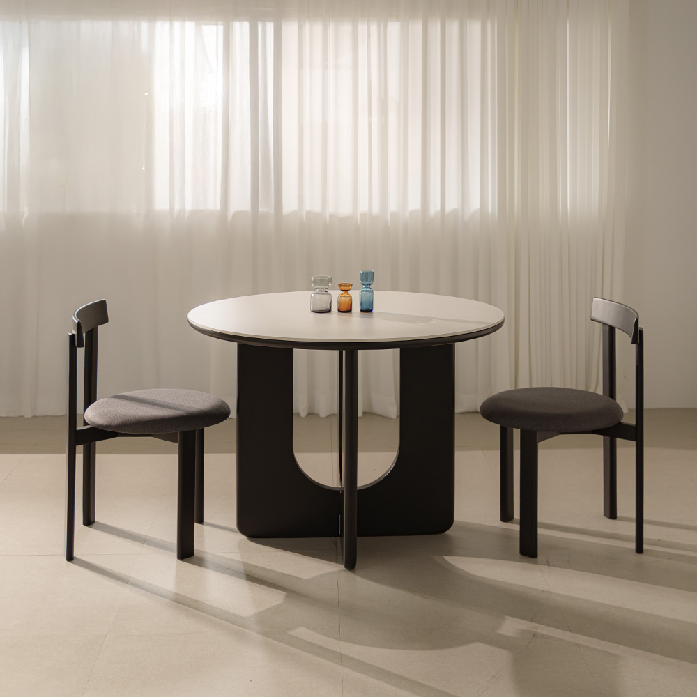 오아르 포세린 세라믹 원목 식탁 원형 테이블 1000