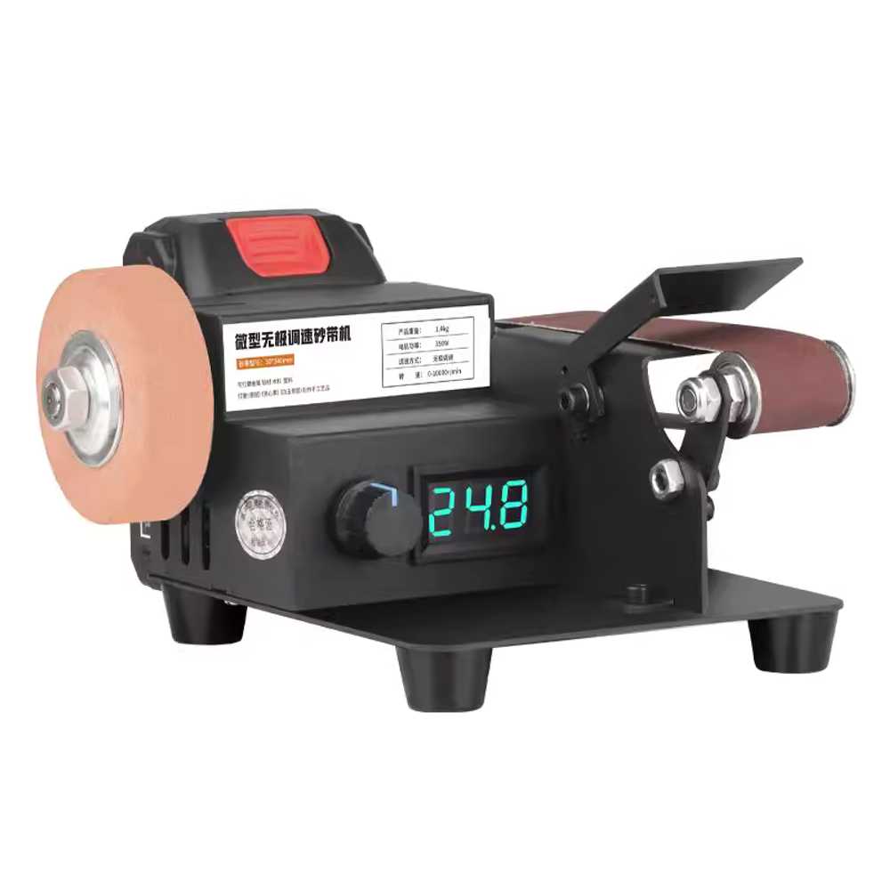 전동 칼갈이 미니 숫돌편 벨트그라인더 건식 폴리싱 충전식 250W 배터리 2개 충전기 1개 - 상세 이미지 5