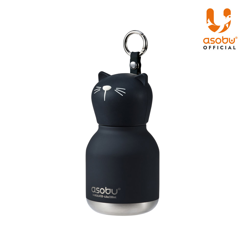 아소부 스테인레스 보온보냉 키링 텀블러 미니 베스티 200ml, 블랙캣 제품 이미지