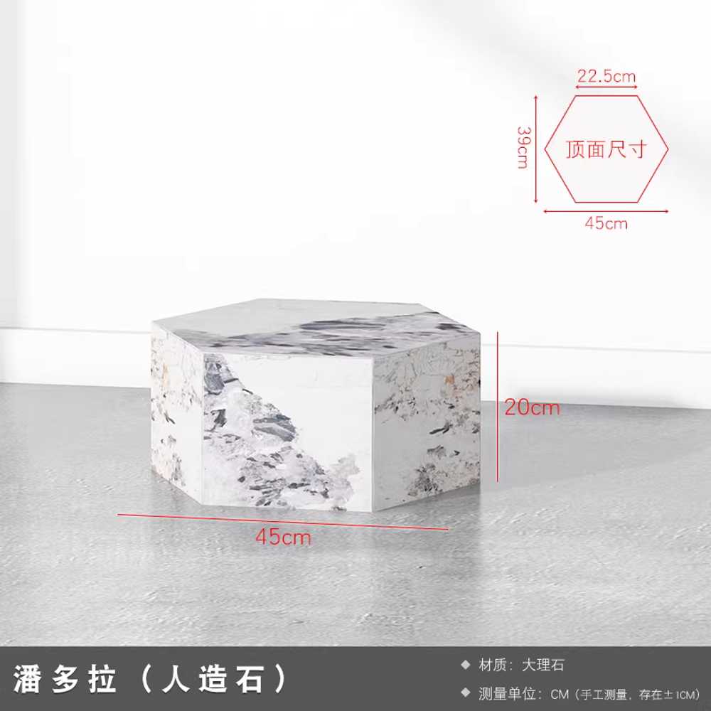 전시다이 육각형 스튜디오 진열대 전시대 마블 기둥 45x20cm 블랙 약 14kg 이미지 8
