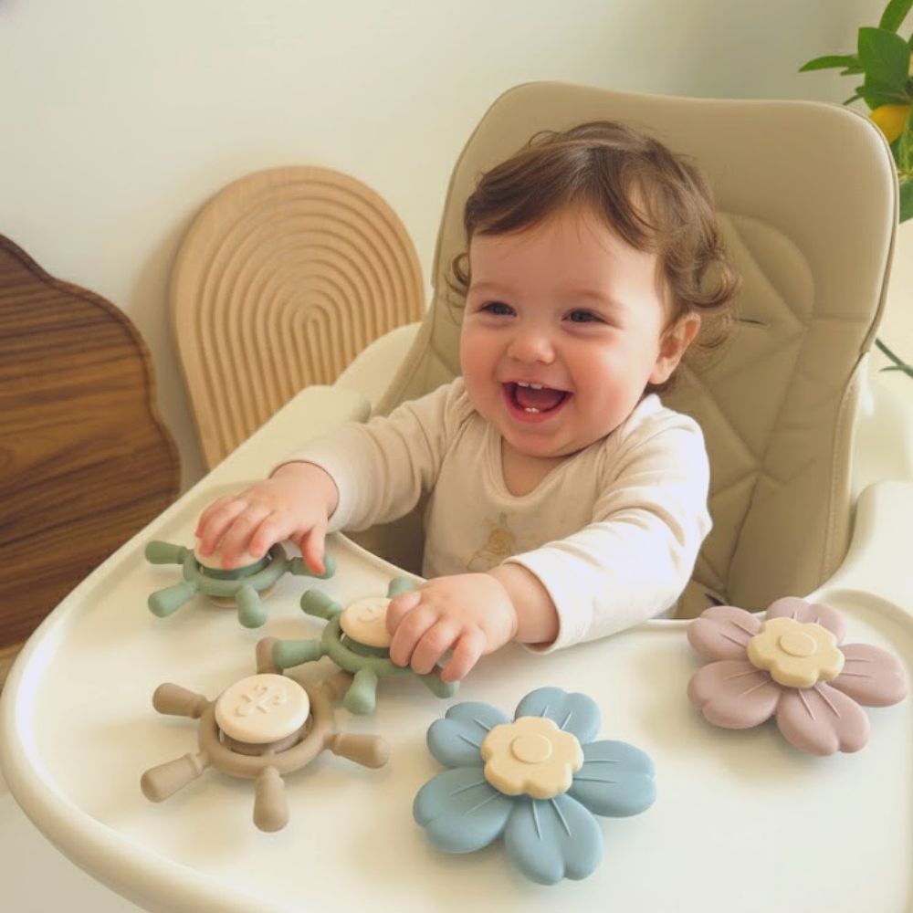 아크미 아기 흡착 회전 딸랑이 실리콘 스피너 신생아 장난감