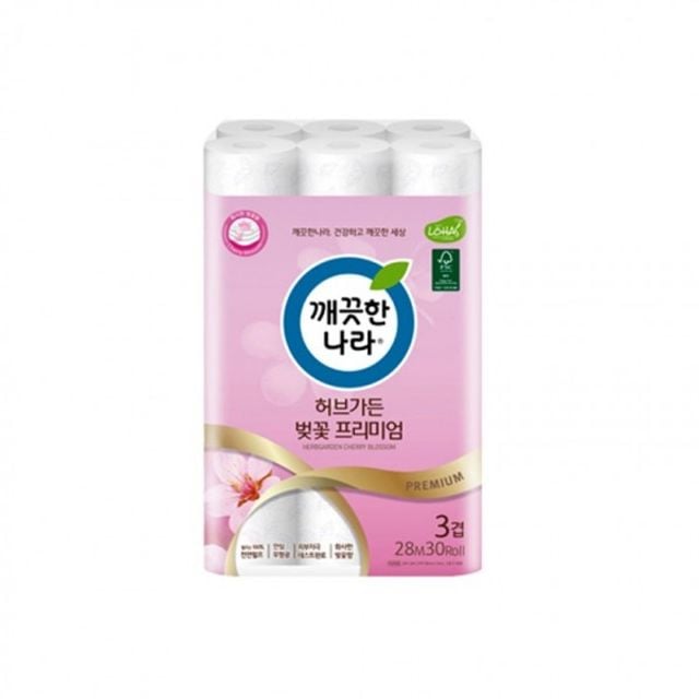 30롤 깨끗한나라 두루마리 휴지 벚꽃프리미엄 허브가 - 상품 이미지