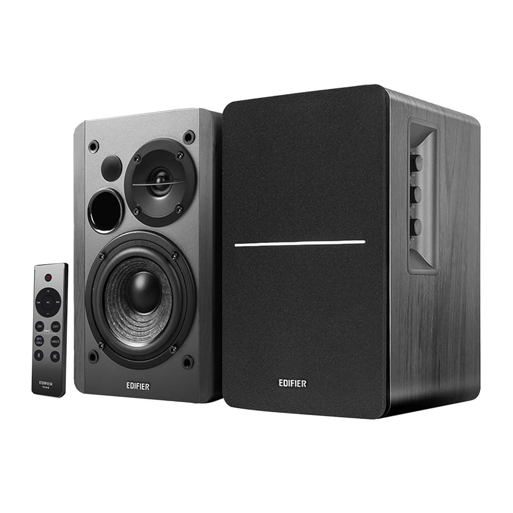 Edifier R1280DB 활성 블루투스 책장 스피커 - 광학 입력 2.0 무선 스튜디오 모니터 서브우퍼 라인 출력 시 42W RMS 블랙 wood - 상품 이미지
