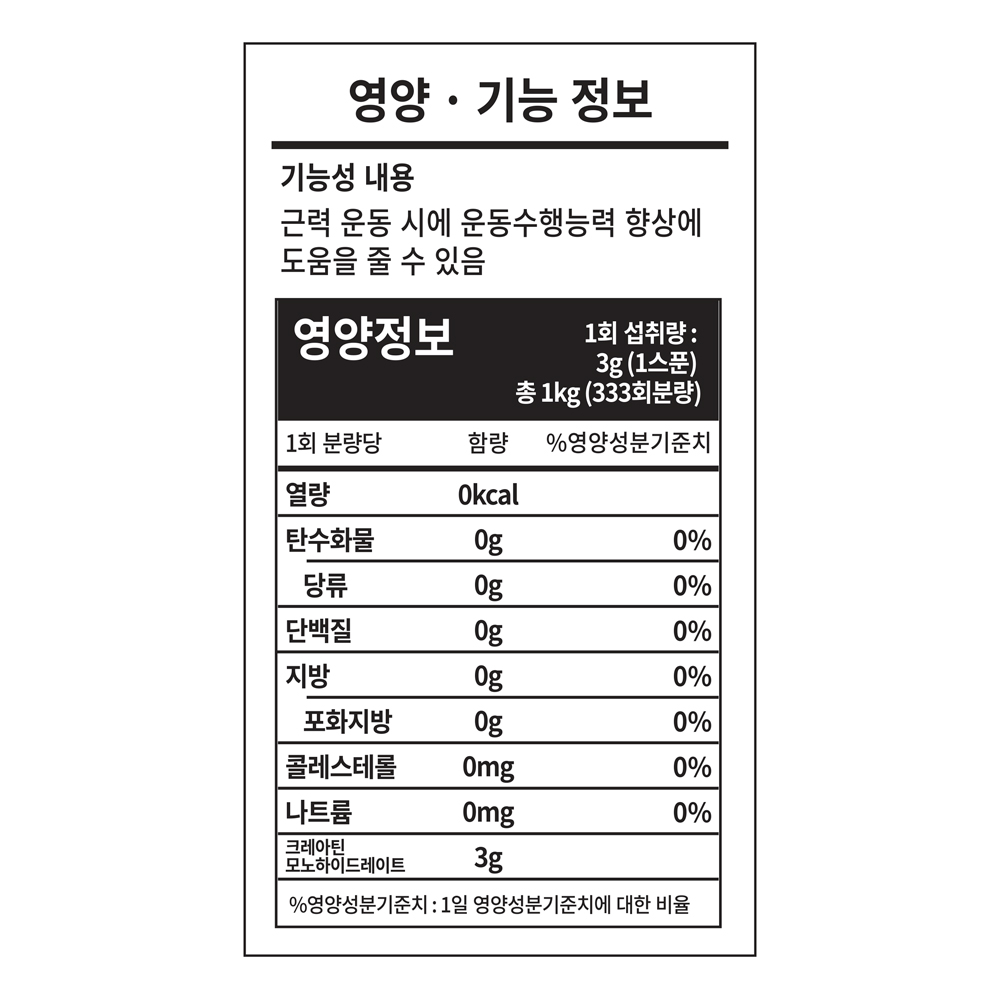 뉴트리코스트 100% 순수 크레아틴 모노하이드레이트 크리아틴 파우더 1kg, 1개 상품 이미지