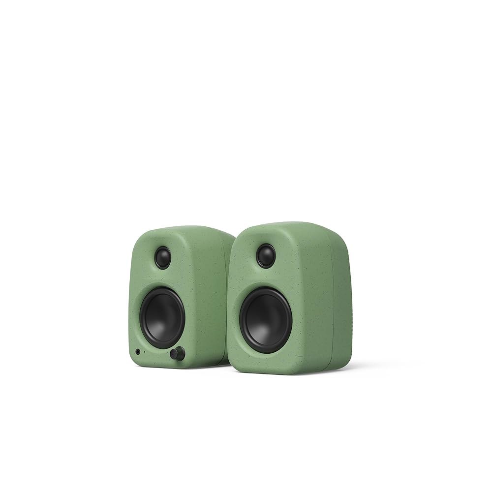 블루투스 및 USB-C를 지원하는 칸토 UKI 100W 액티브 데스크톱 컴퓨터 스피커 | 인텔리전트 서브 통합 헤드폰 출력 페어링 세이지 Chalk - 상품 이미지