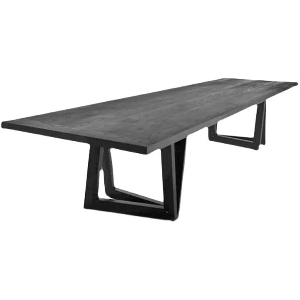 북유럽 테이블 원목 대형 사각 우드슬랩 블랙 다이닝 200x80x75cm - 상품 이미지