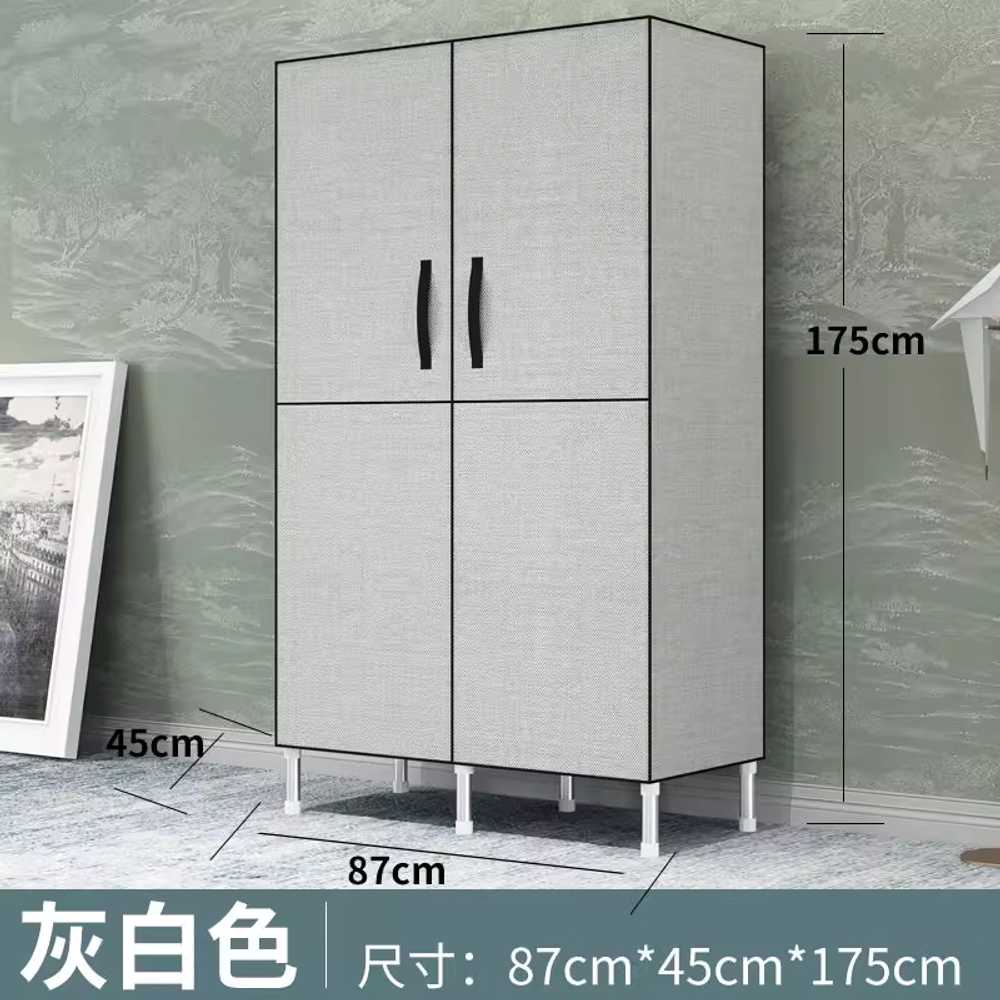 커버 옷장 커튼형 부직포 옷걸이 패브릭 드레스룸 87cm 코랄 블루 - 상세 이미지 5