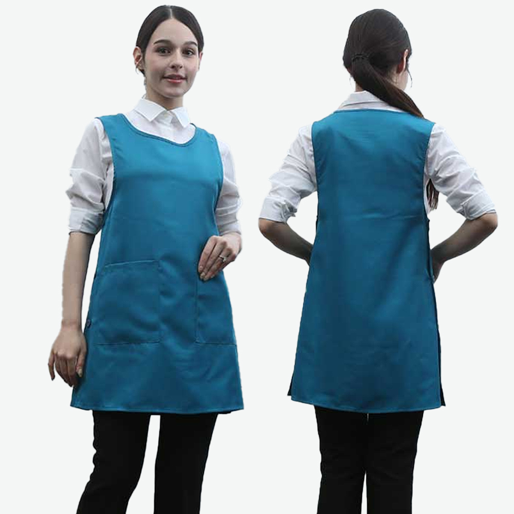비취색단추 원피스앞치마 요양원 요양보호사 단체 행사용 식당 서빙앞치마 - 상세 이미지 2