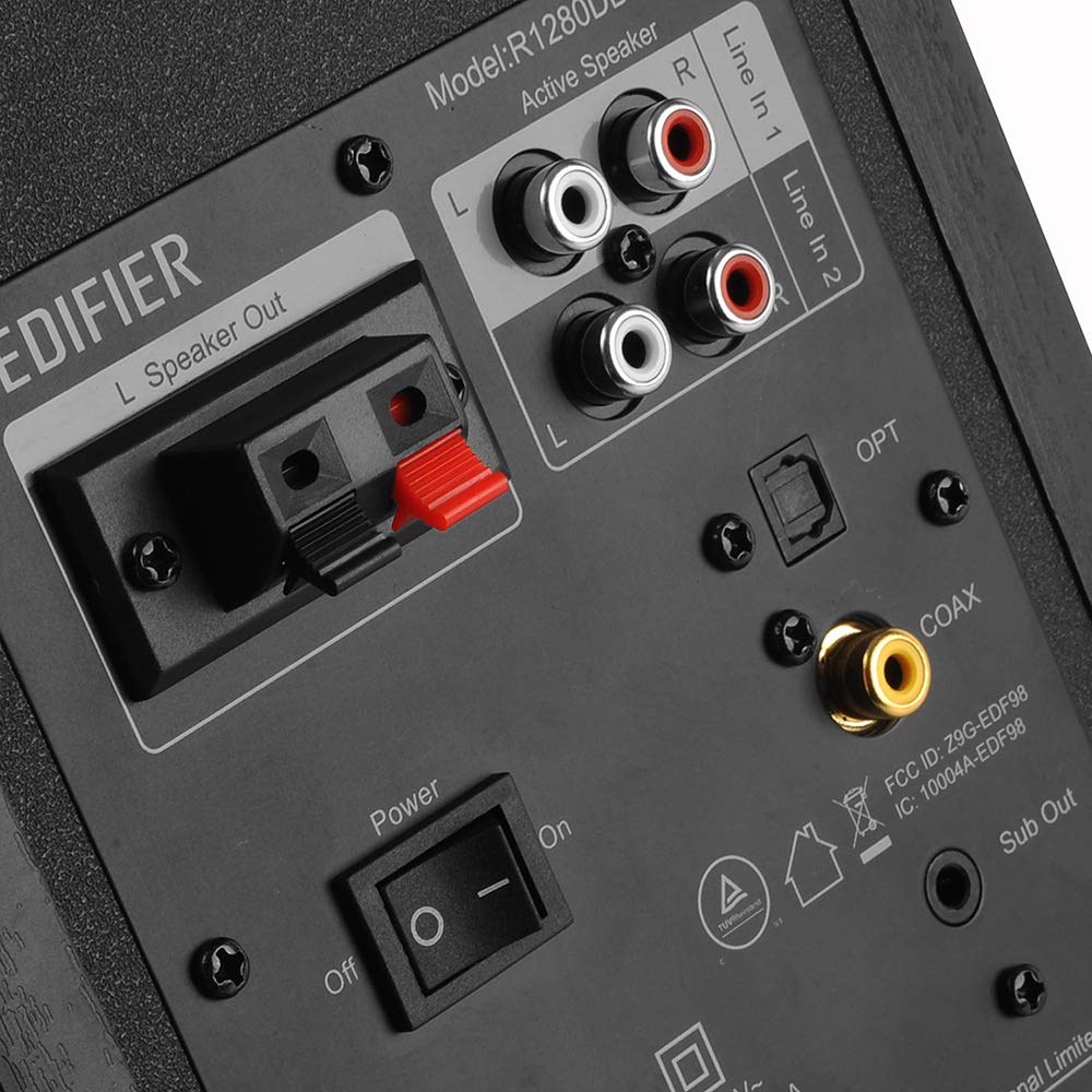 Edifier R1280DB 활성 블루투스 책장 스피커 - 광학 입력 2.0 무선 스튜디오 모니터 서브우퍼 라인 출력 시 42W RMS 블랙 wood - 상세 이미지 3