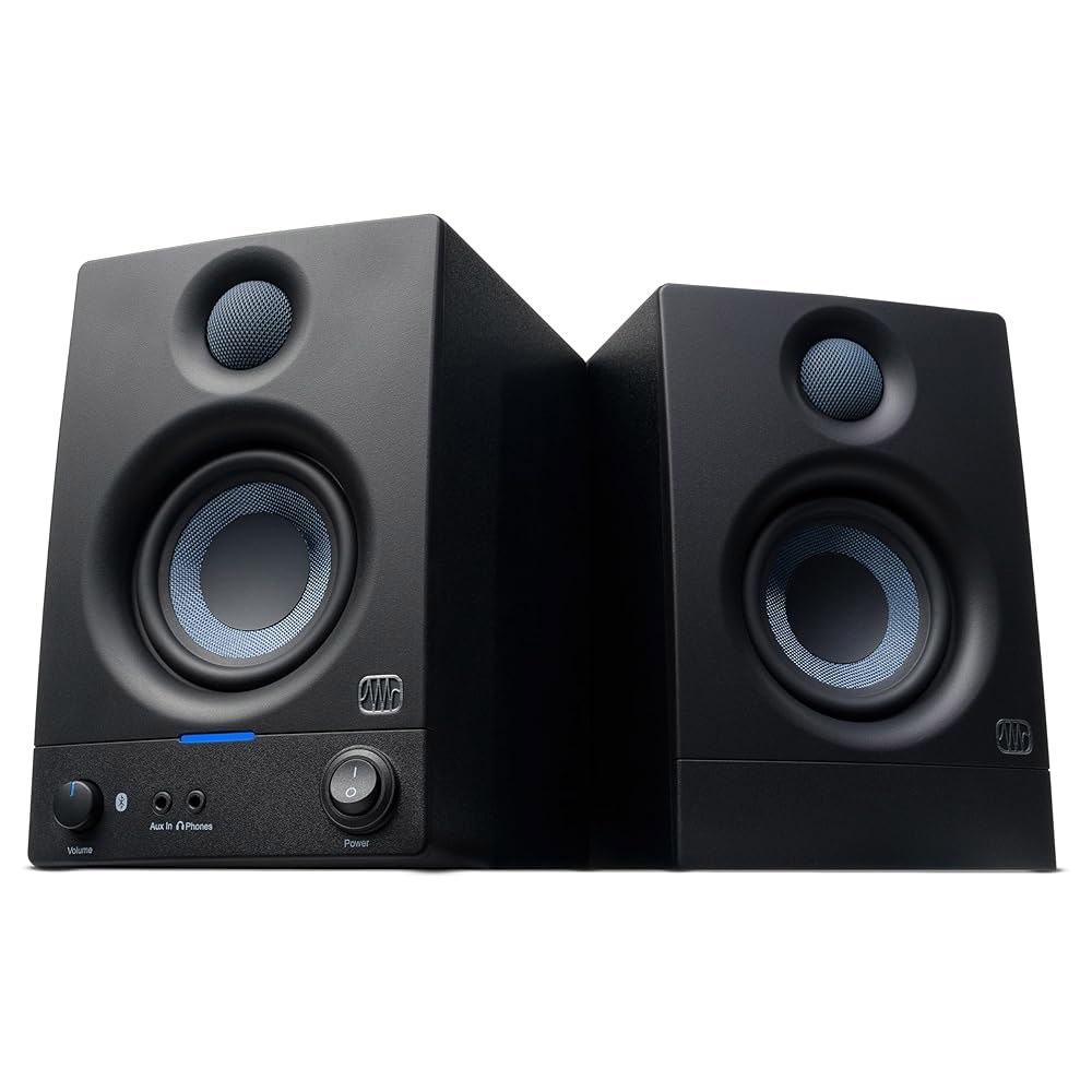 PreSonus Eris 3.5BT 스튜디오 모니터, 페어링 u2014 3.5인치 파워 서가 스피커, 스테레오, 데스크톱 컴퓨터, 근거리 음악 제작, 오디오 믹싱 녹음 - 상품 이미지