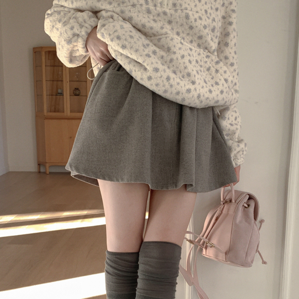 울 미니 벌룬 포켓 뒷밴딩 스커트 sk7601 제품 이미지