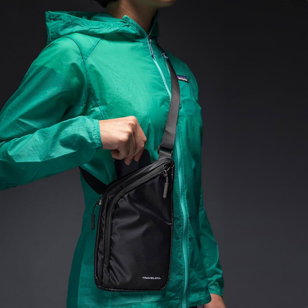 Travelon World Travel Essentials 슬림 크로스바디 백 백, 원사이즈, 공작 청록색, Gray Heather One Size - 상세 이미지 2