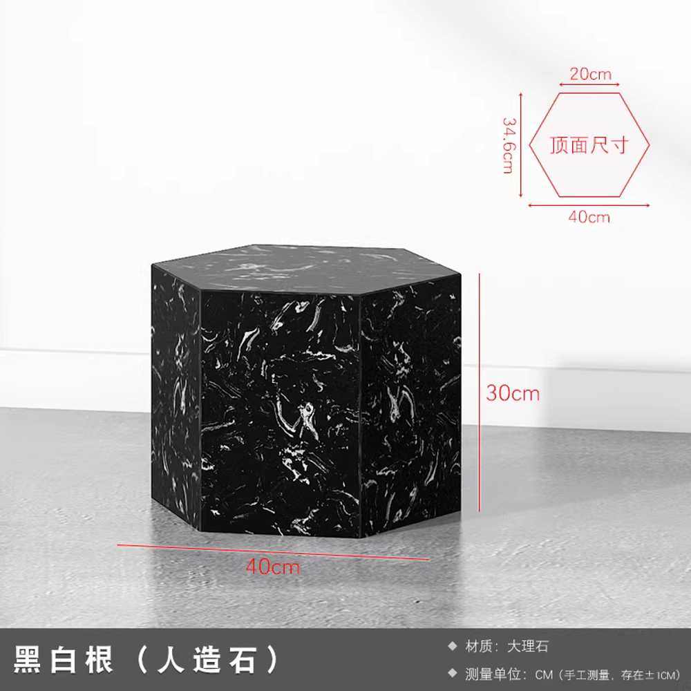 전시다이 육각형 스튜디오 진열대 전시대 마블 기둥 45x20cm 블랙 약 14kg 이미지 7