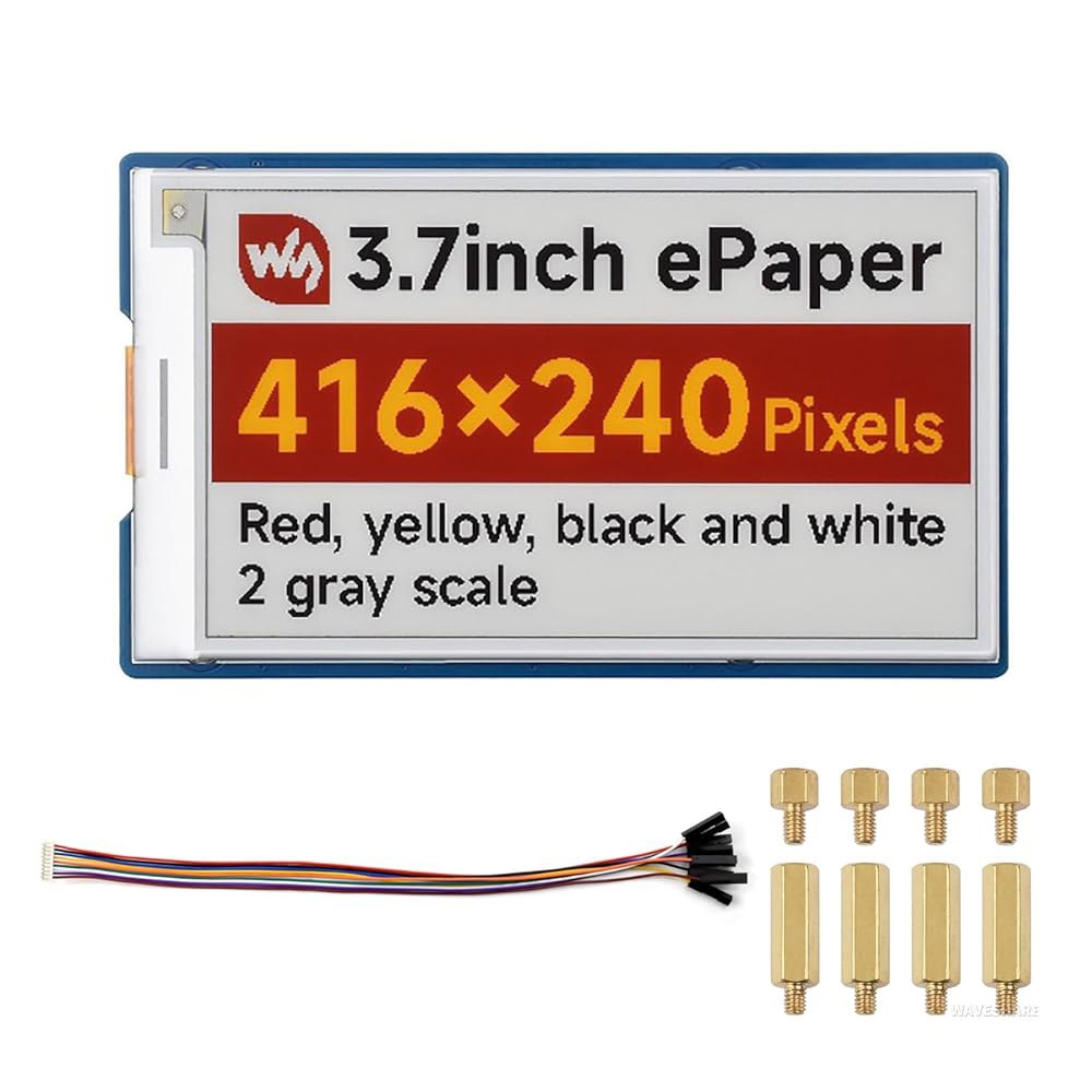 3.7인치 전자 종이 디스플레이 모듈(G), E-Ink 화면 416 240, 빨간색 /노란색 /검정색 /흰색, SPI 인터페이스, 저전력, 라즈베리 파이, 아르두이노, 젯슨 나노, - 상품 이미지