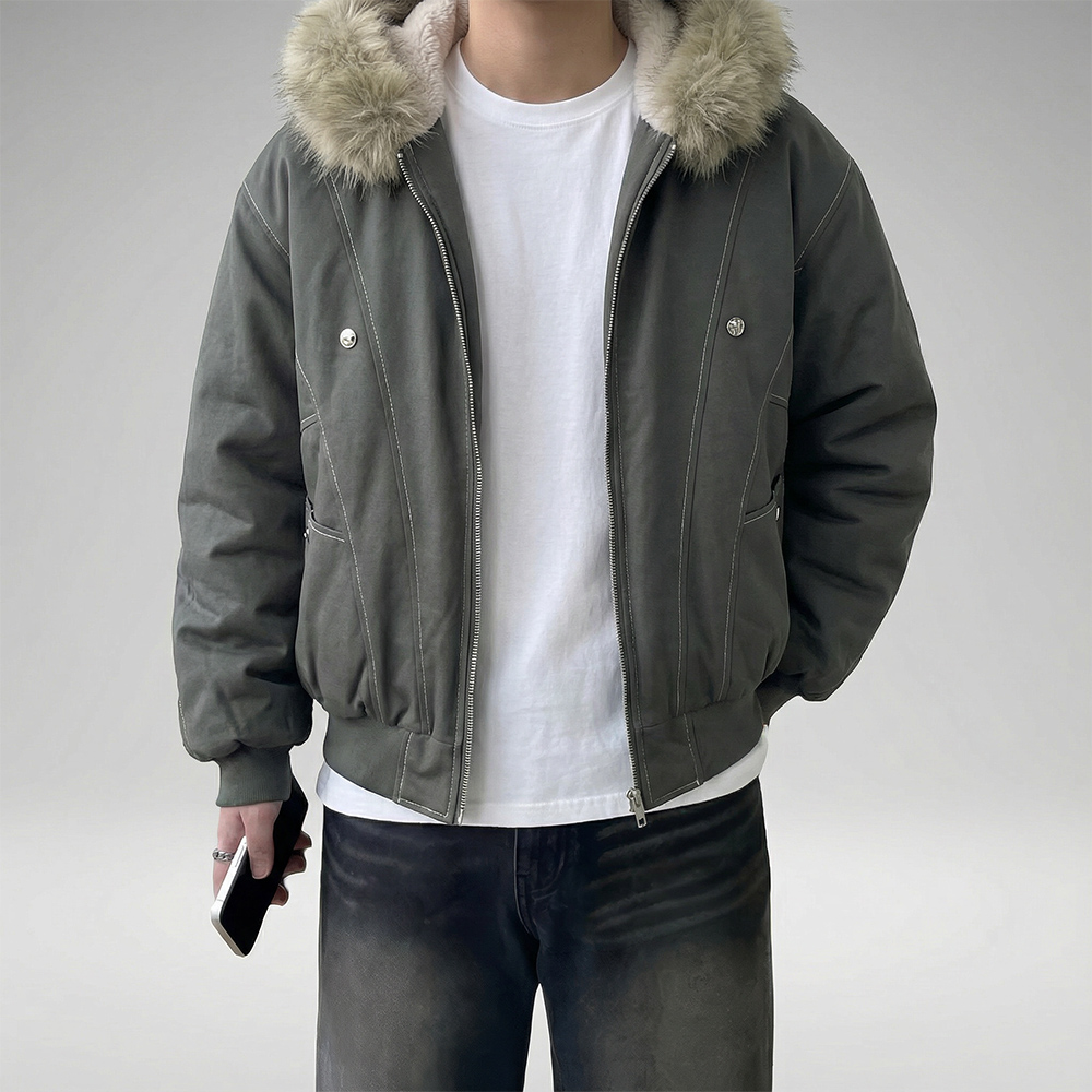 1+1 라쿤패딩 남자숏패딩 개파카 - 상세 이미지 2