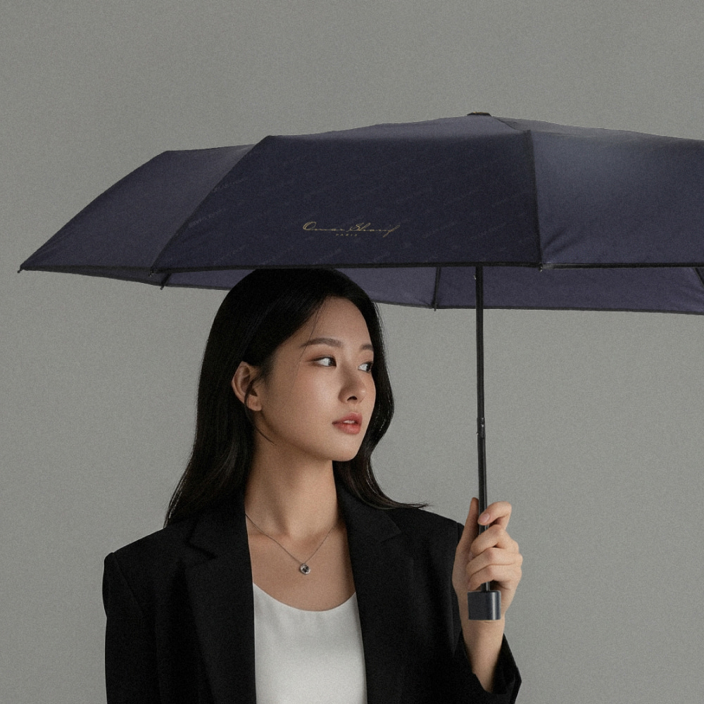 오마샤리프 3단 수동 패턴 우산 양산 블랙 네이비 인쇄 판촉물 답례품 - 상세 이미지 2