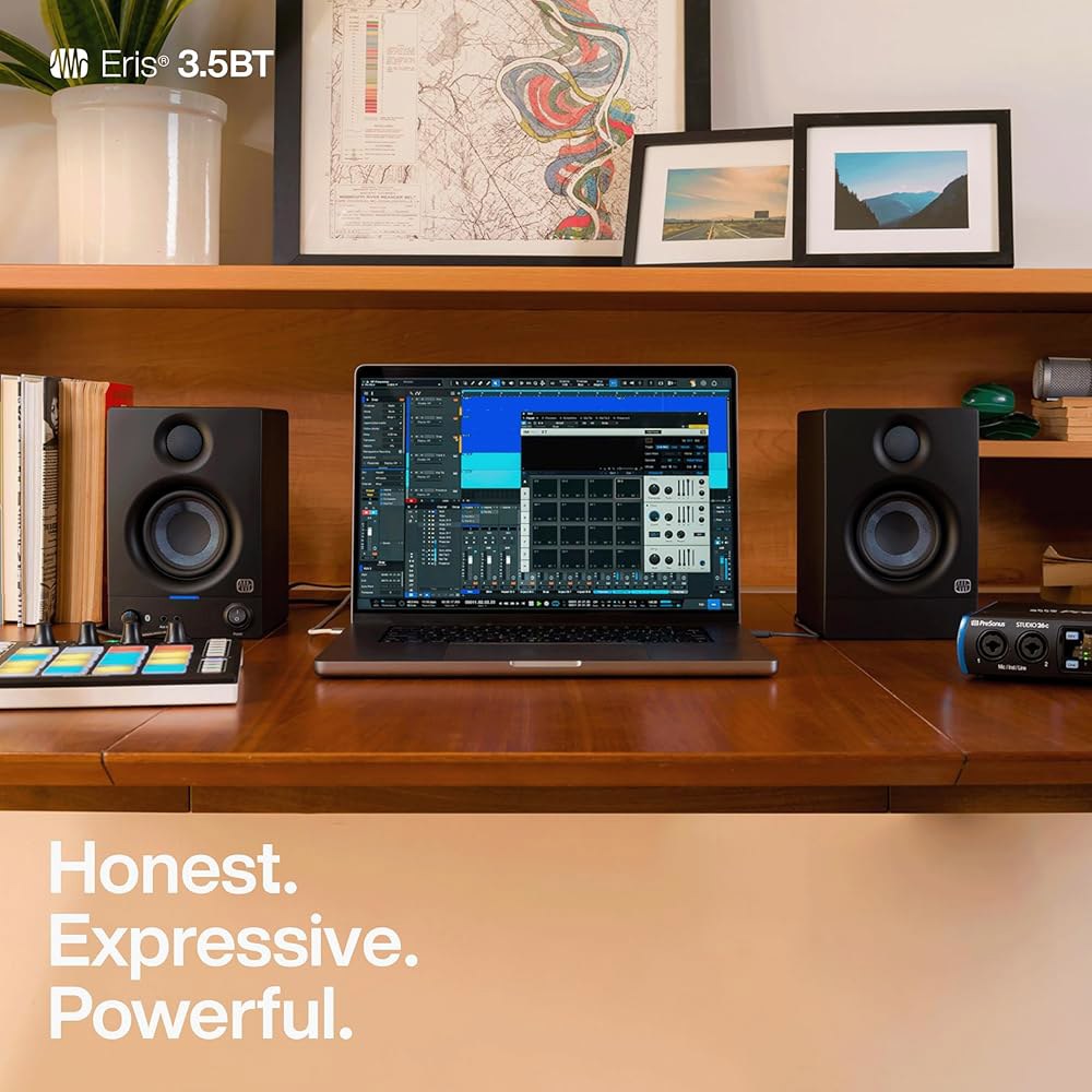 PreSonus Eris 3.5BT 스튜디오 모니터, 페어링 u2014 3.5인치 파워 서가 스피커, 스테레오, 데스크톱 컴퓨터, 근거리 음악 제작, 오디오 믹싱 녹음 - 상세 이미지 3