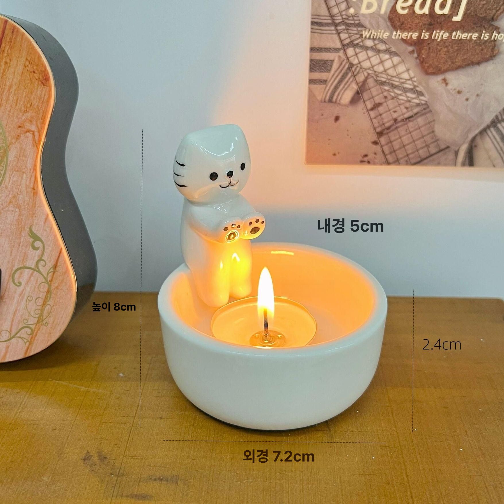 귀여운 고양이 캔들 홀더 생일 선물 인테리어 소품 데스크 장식 고양이 촛대 - 상품 이미지