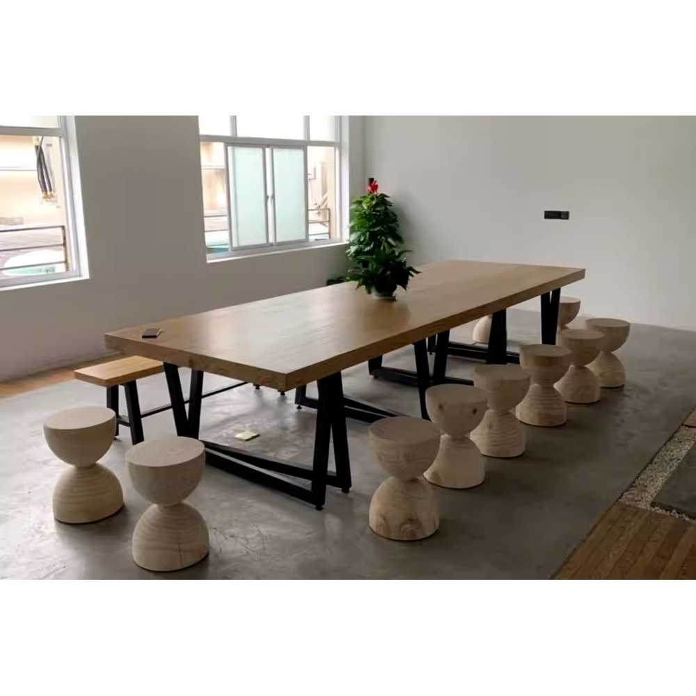 우드슬랩 테이블 대형 원목 북유럽 사각 블랙 식탁 A형 120x60x75cm - 상세 이미지 4