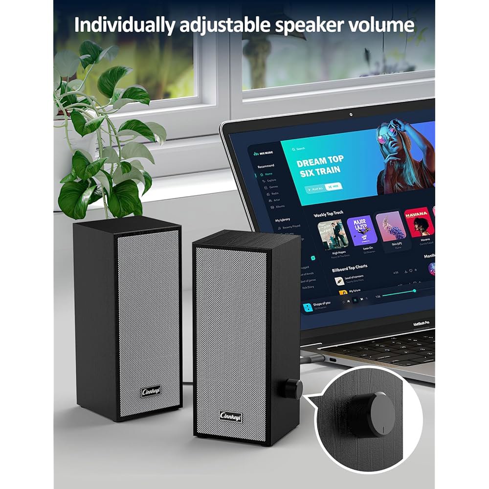 신케이 컴퓨터 스피커, 2.0 PC 블루투스 /USB /USB-C 입력이 가능한 소형 노트북 데스크톱 /컴퓨터 /노트북에 적합 - 상세 이미지 3