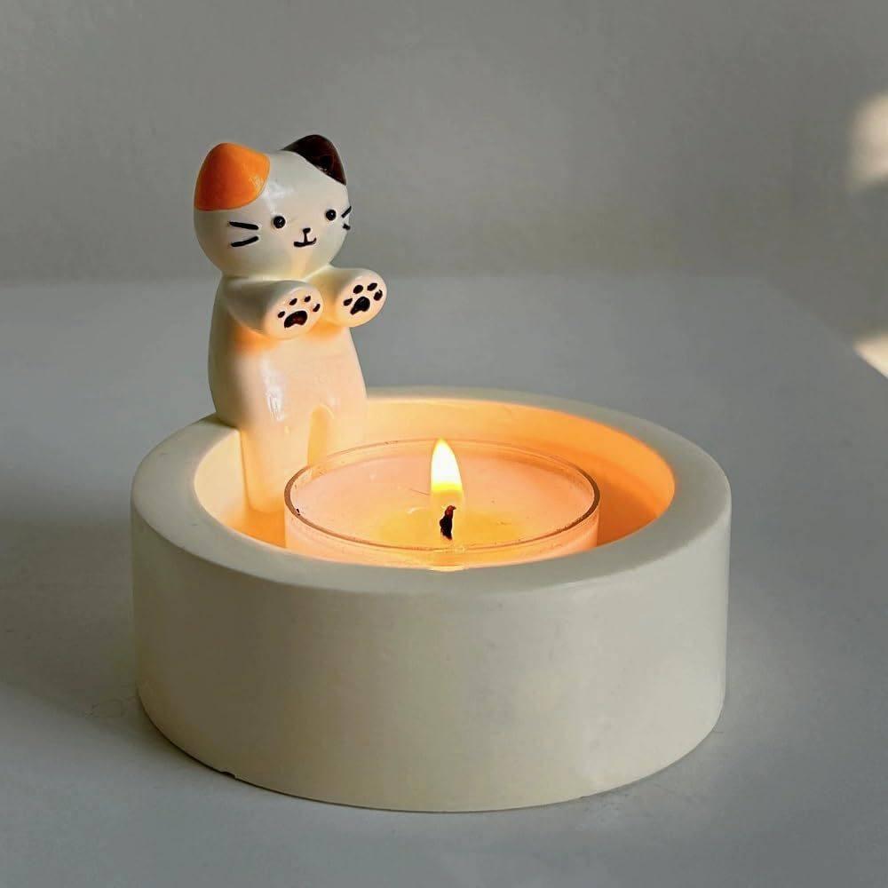 귀여운 고양이 캔들 램프 소품 블랙 앤 화이트 캔들없음 - 상세 이미지 3