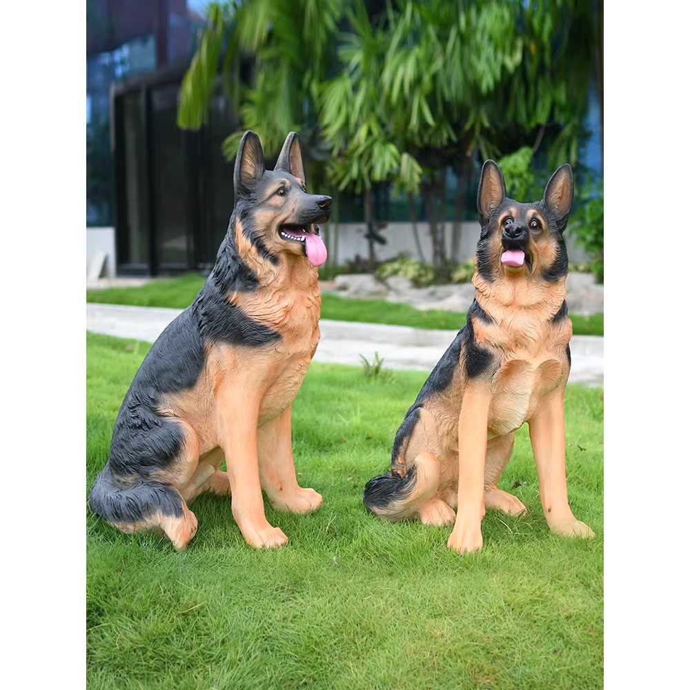 강아지 조각상 리트리버 소품 장식품 마당 개모형 45cm 앉은 블랙 셰퍼드 - 상세 이미지 2