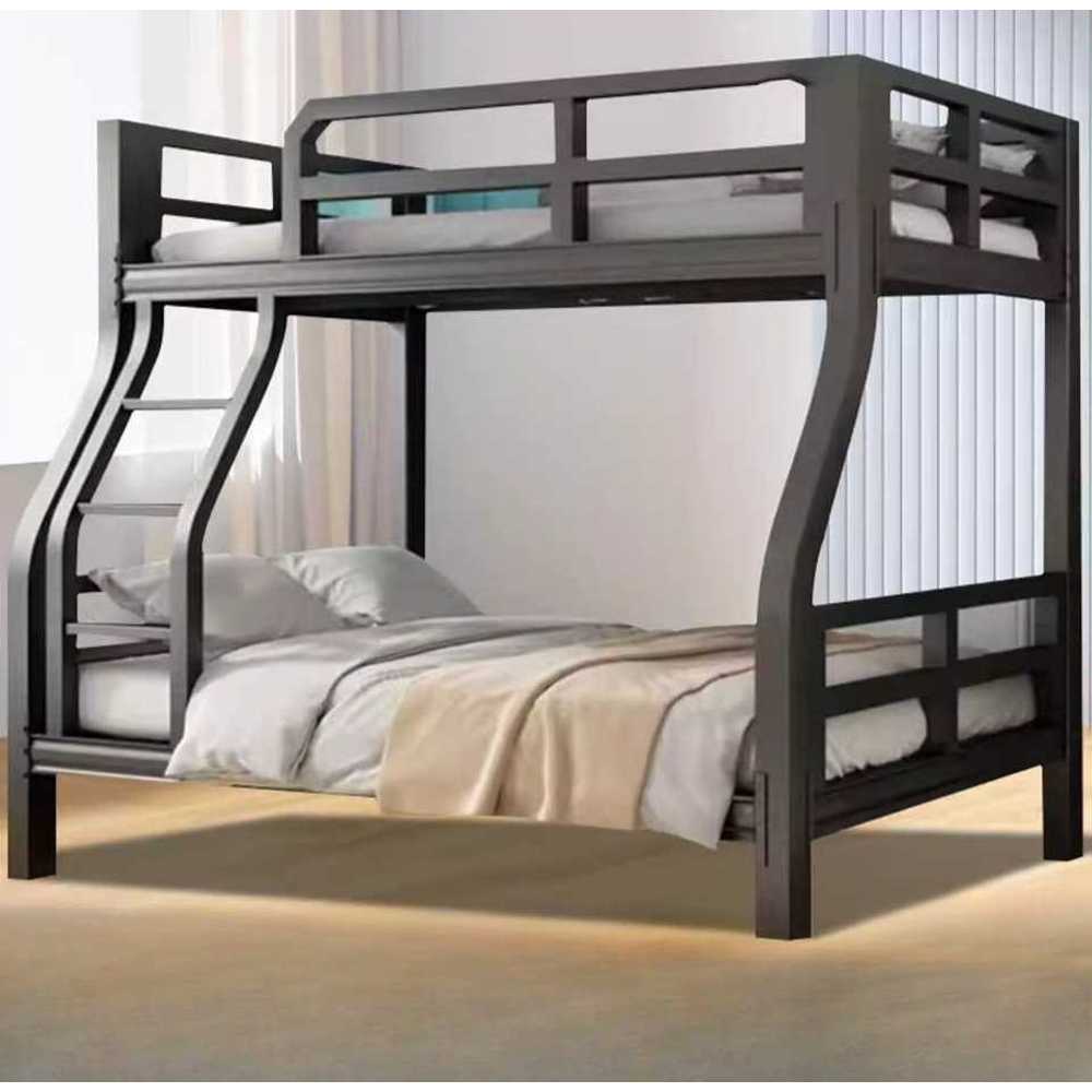 기숙사침대 철제2층 쌍둥이 숙소용 싱글 퀸이층베드 A형 0.9x1.9m+1.2x1.9m(블랙) - 상세 이미지 3