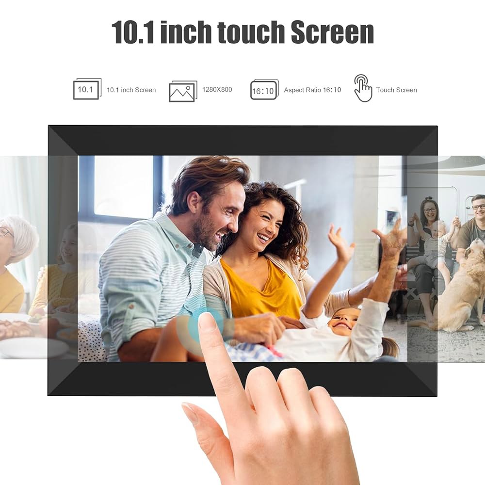 디지털 액자 WiFi 10.1인치 스마트 사진 액자, 1280x800 IPS HD 터치스크린, 자동 회전 및 슬라이드쇼, 어디서나 앱을 통해 원격으로 사진이나 동영상을 공유할 수 - 상세 이미지 3