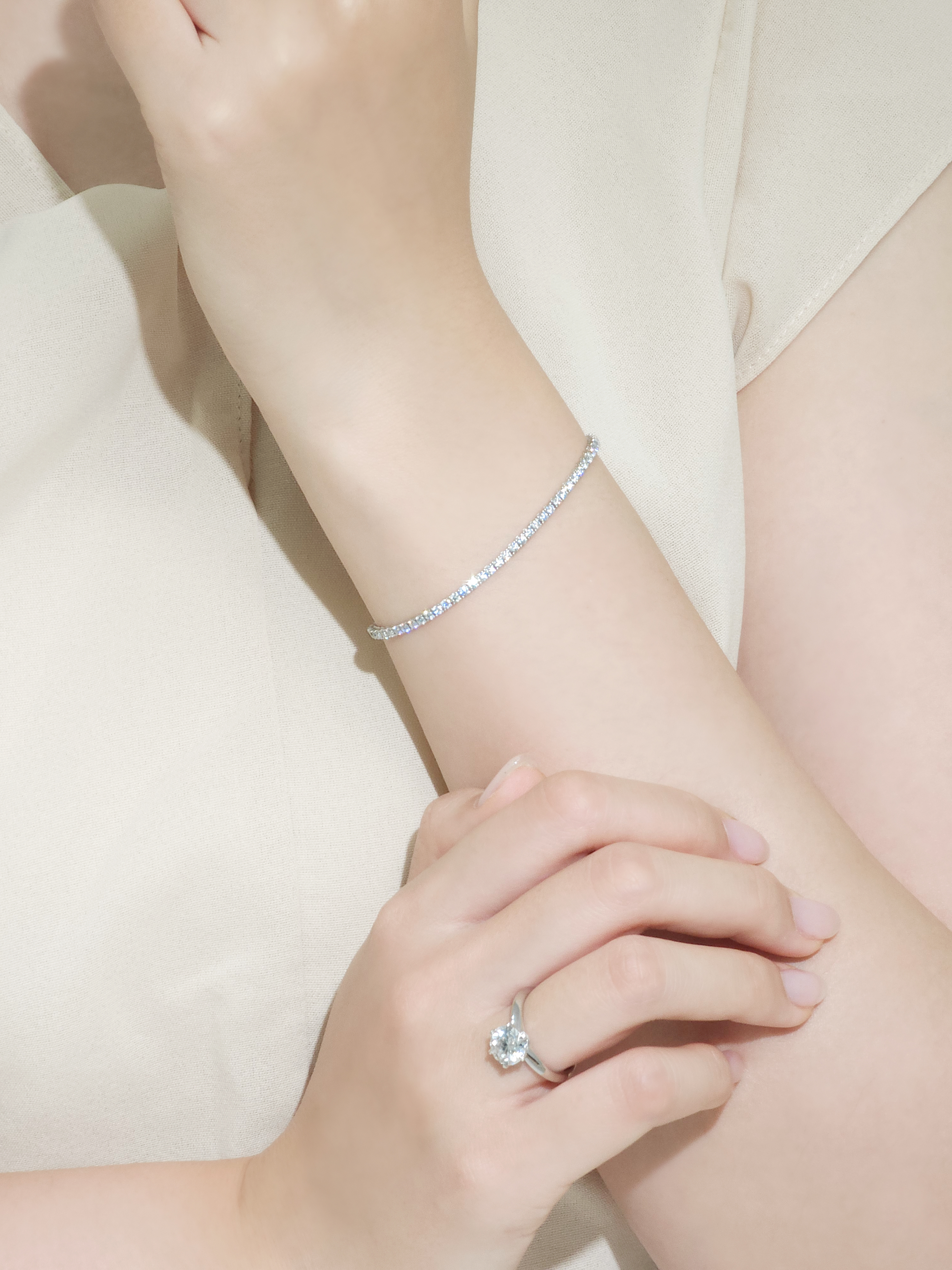 랩다이아 테니스팔찌 2mm 4프롱 신형 랩다이아몬드 14k 18k 이미지 6