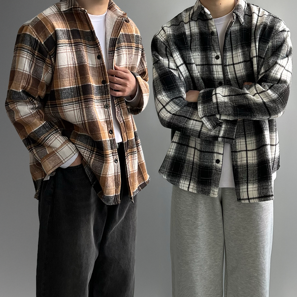 기모남방 남자체크셔츠 남자겨울남방 제품 이미지