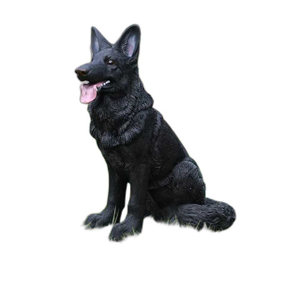 강아지 조각상 리트리버 소품 장식품 마당 개모형 45cm 앉은 블랙 셰퍼드 - 상품 이미지