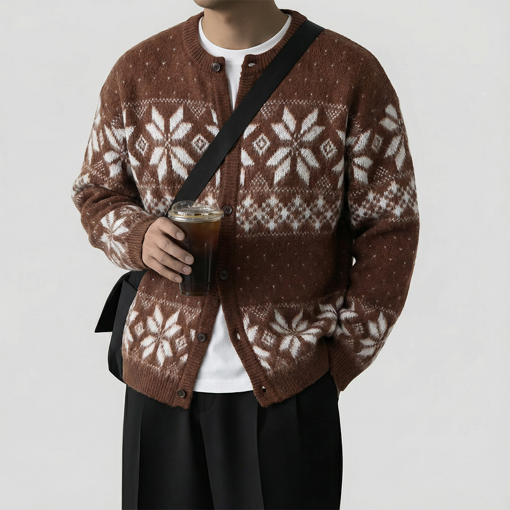 남자노르딕가디건 코위찬 회색가디건 제품 이미지